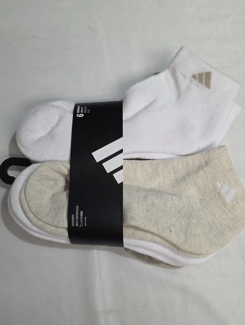 adidas Athletic Cushioned 6-Pack Low-Cut Athletic Socks Womens Size 5-10